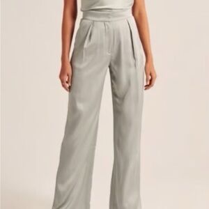 Abercrombie Satin Wide Leg Sage Green Trouser - Size 31S